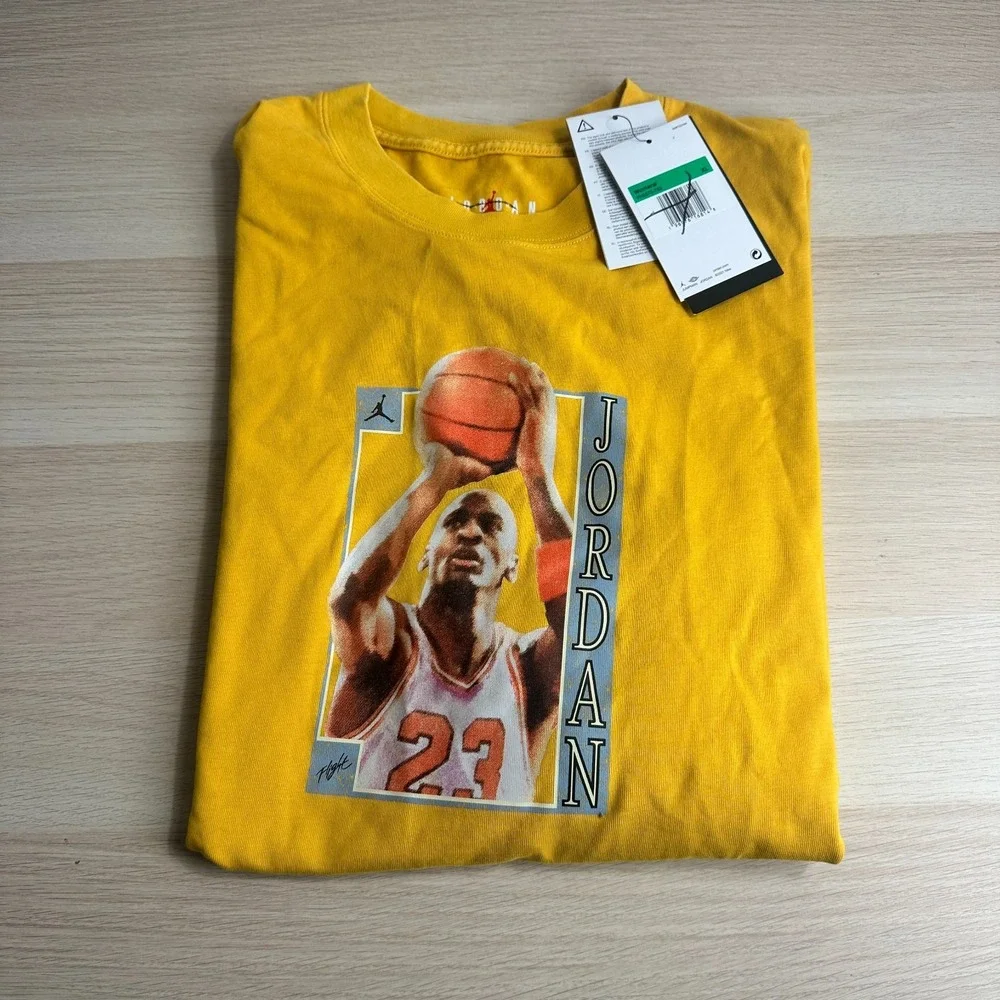 Nike Jordan Womens T-Shirt Michael Jordan Yellow‎ FN5375-752 Size XL
